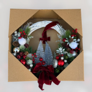 Yılbaşı Ahşap Kapı Süsü Süper Lüx Gümüş Ağaçlar 30 Cm 6529