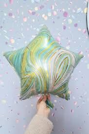 18 Inc Yeşil Mermer Desen Yıldız Folyo Balon