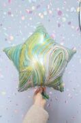 18 Inc Yeşil Mermer Desen Yıldız Folyo Balon