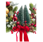 Yılbaşı Ahşap Kapı Süsü Süper Lüx Yeşil Ağaçlar 30 Cm 6529