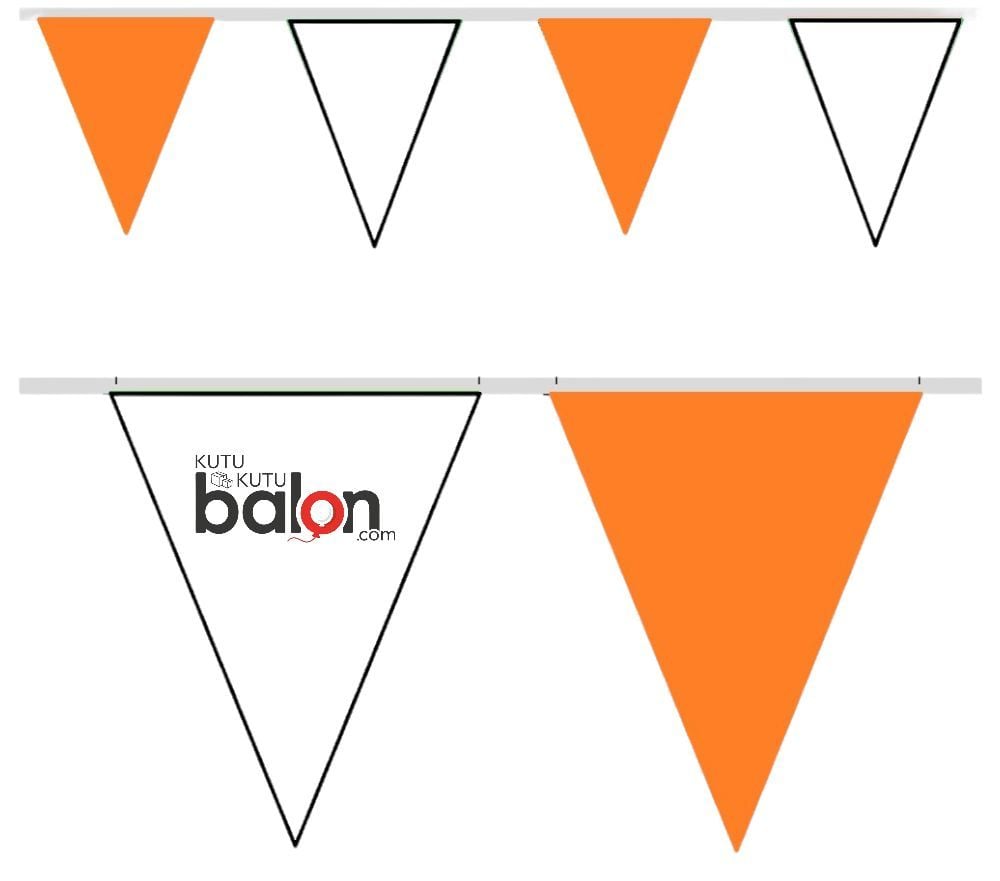 Turuncu Beyaz Üçgen 25 Metre Branda Flama