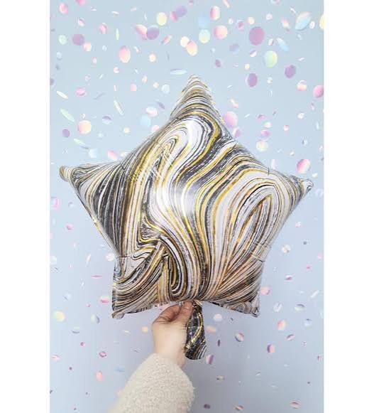 18 Inc siyah Mermer Desen Yıldız Folyo Balon