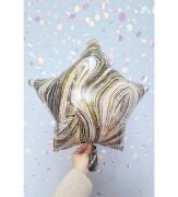 18 Inc siyah Mermer Desen Yıldız Folyo Balon