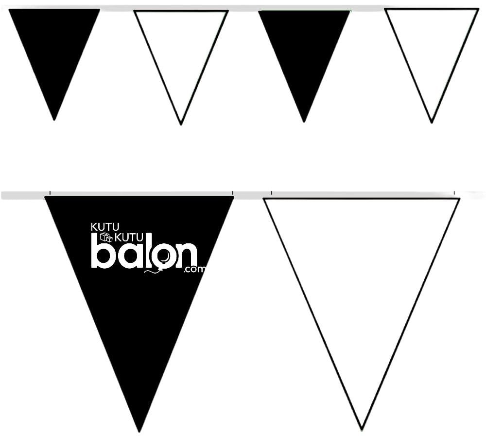 Siyah Beyaz Üçgen 25 Metre Branda Flama