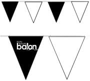 Siyah Beyaz Üçgen 25 Metre Branda Flama