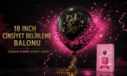18'' Cinsiyet Balonu Ayaklı Girl Boy Gold Baskılı Pembe Konfetili