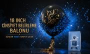 18 İnç Mavi Konfetili Cinsiyet Balonu Ayaklı Girl Boy Gold Baskılı
