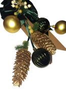 Yılbaşı Kapı Süsü Fiyonk Yeşil Kadife Kozalaklı 9643