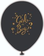 18 İnç Mavi Konfetili Cinsiyet Balonu Ayaklı Girl Boy Gold Baskılı
