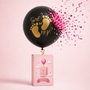 18 İnç Girl or Boy Gold Baskılı Ayaklı Cinsiyet Balonu – Pembe Konfetili