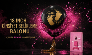 18 İnç Girl or Boy Gold Baskılı Ayaklı Cinsiyet Balonu – Pembe Konfetili