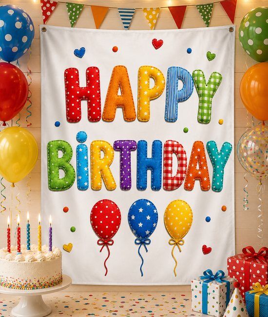 Happy Birthday renkli Bez Afiş 100* 150