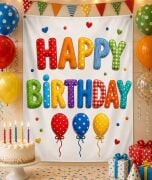 Happy Birthday renkli Bez Afiş 100* 150