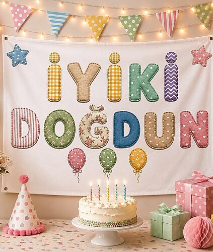 İyiki Doğdun Retro Bez Afiş 100* 150