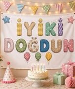 İyiki Doğdun Retro Bez Afiş 100* 150