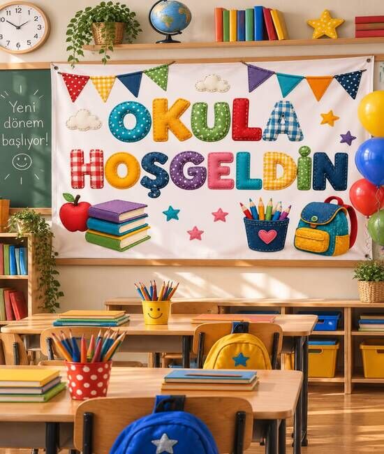 Okula hoşgeldin Bez Afiş 100* 150