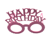 Happy Birthday Taç Gözlük Simli Pembe Set