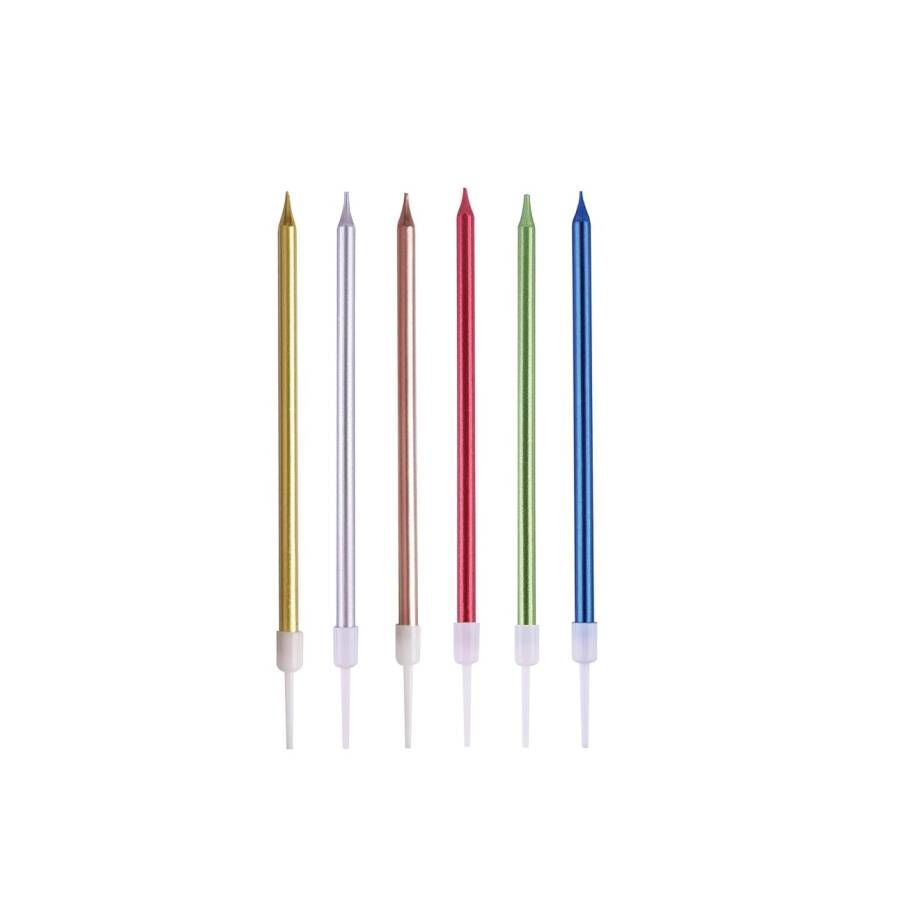İnce Mum 6'lı Renkli 15 cm