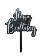 Happy Birthday Gümüş Pasta Üzeri Yazı