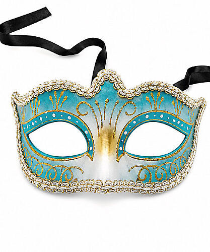 Maske Plastik İşlemeli Mavi Gold