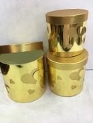 Gold Kabartmalı  3'lü Silindir Kutu 7535
