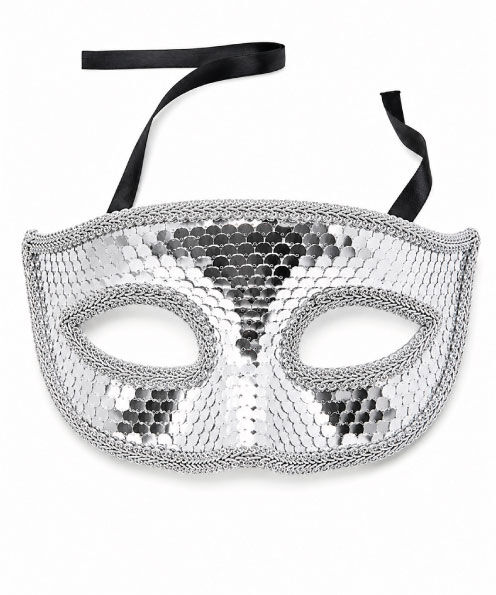 Maske Plastik Pullu İşlemeli Gümüş