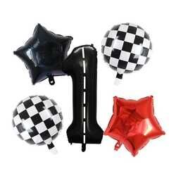 1 Yaş Yarış Arabaları Temalı Folyo Balon Set 5'li