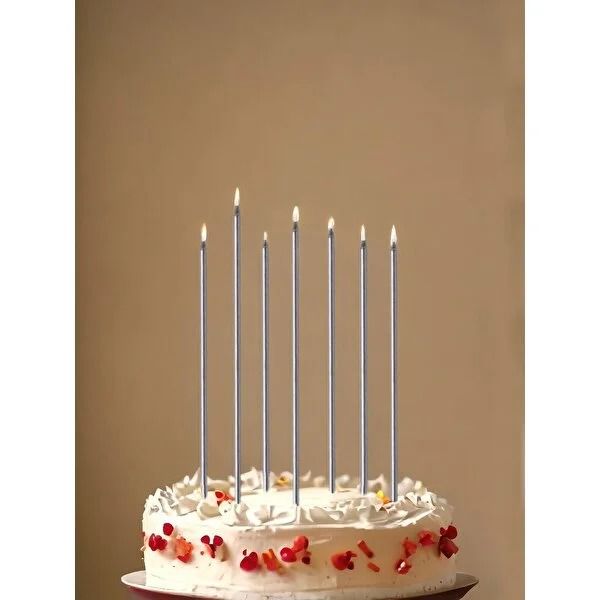 20 Cm 6'lı Mum Gümüş