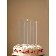 20 Cm 6'lı Mum Gümüş