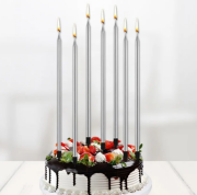 20 Cm 6'lı Mum Gümüş