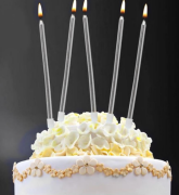 20 Cm 6'lı Mum Gümüş