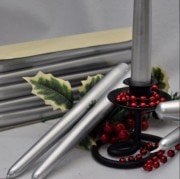 Varaklı Konik Şamdan Mum Gümüş10'lu Paket