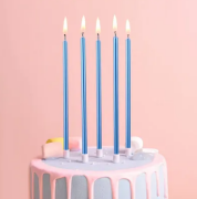 20 Cm 6'lı Mum Mavi