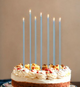 20 Cm 6'lı Mum Mavi