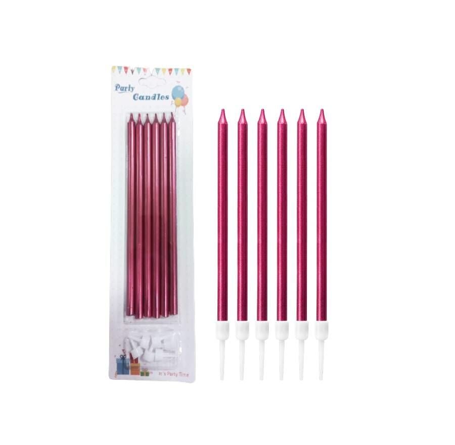 20 Cm 6'lı Mum Kırmızı