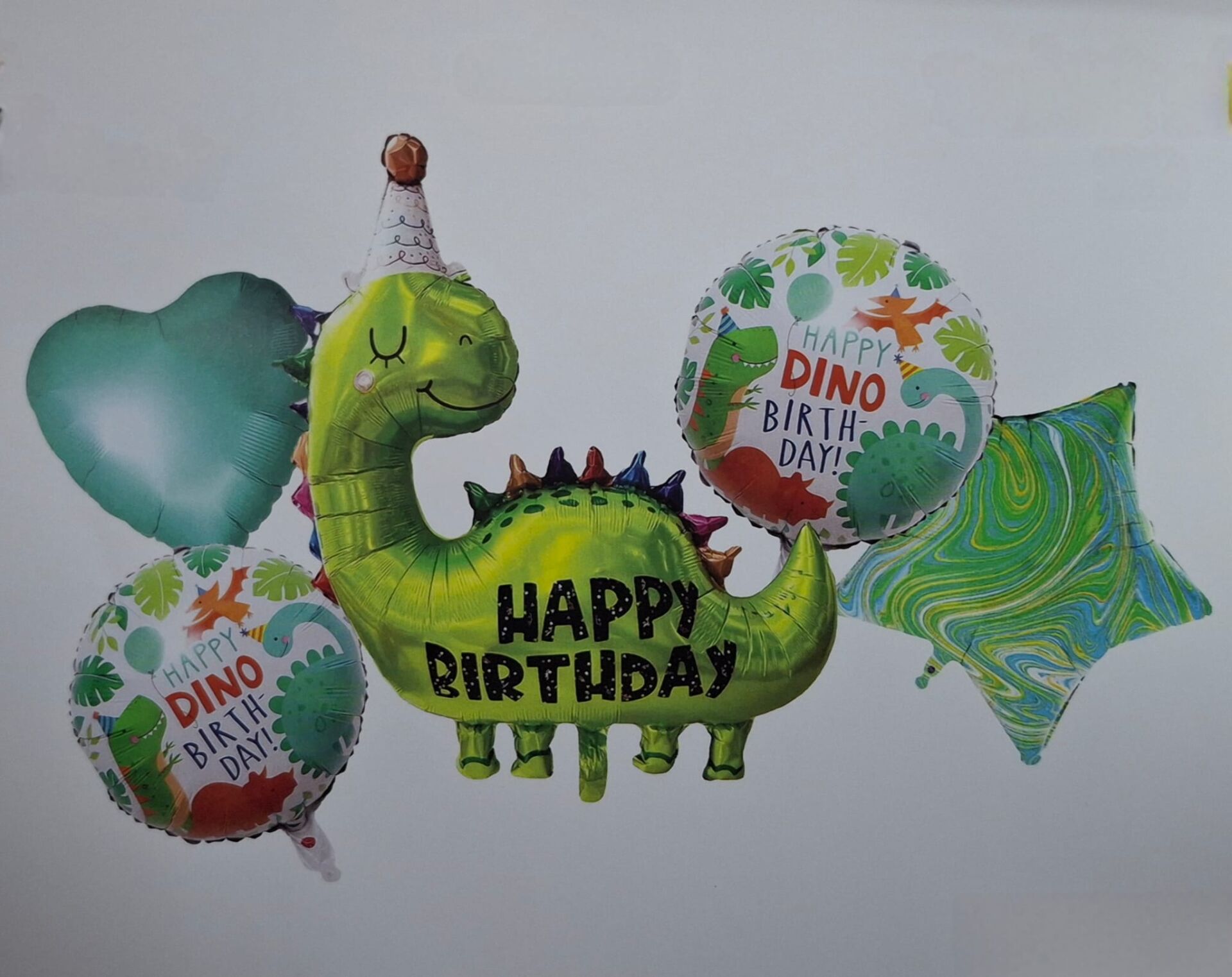 Yeşil Dinazor Tema Set Folyo Balon 5'li