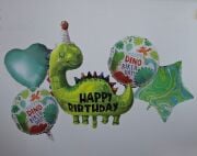 Yeşil Dinazor Tema Set Folyo Balon 5'li