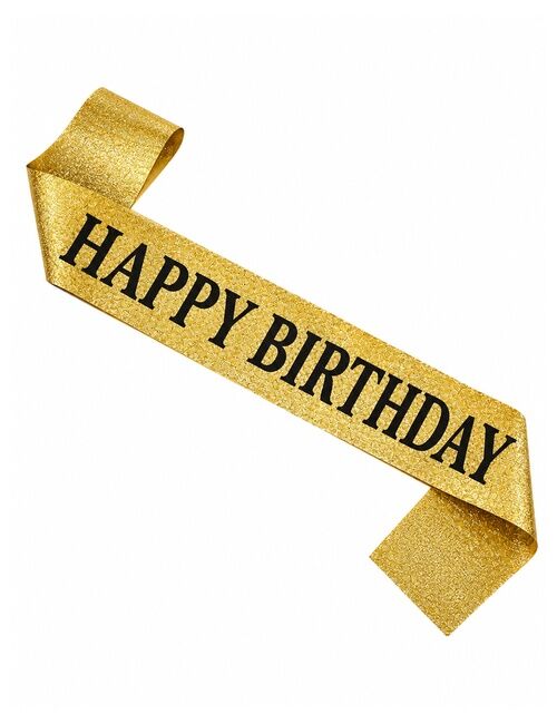 Happy Birthday Siyah Gold Simli Kuşak
