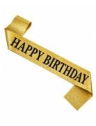 Happy Birthday Siyah Gold Simli Kuşak