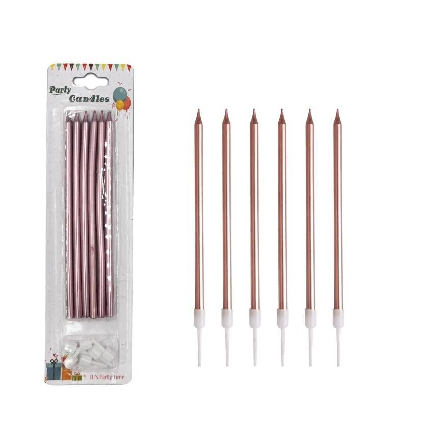 20 Cm 6'lı Mum Parlak Açık Pembe