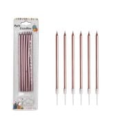 20 Cm 6'lı Mum Parlak Açık Pembe