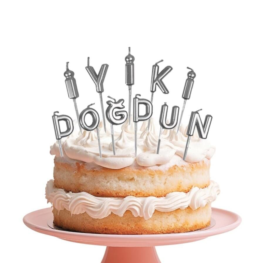Gümüş İyi Ki Doğdun Mum 11 Parça