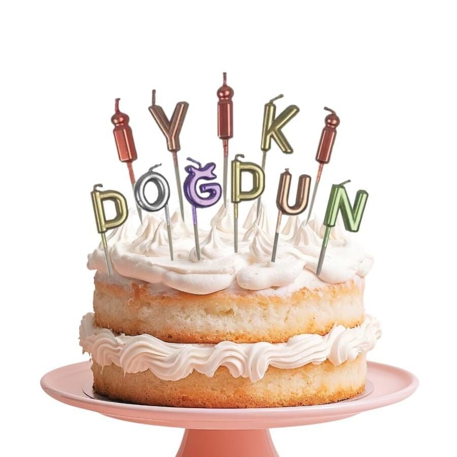 Varaklı Renkli İyi Ki Doğdun Mum 11 Parça