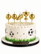 Futbol Tema Asetatlı 5 Parça mum Siyah Gold