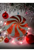 Yılbaşı Kırmızı Beyaz Yuvarlak Şeker Folyo Balon 18''