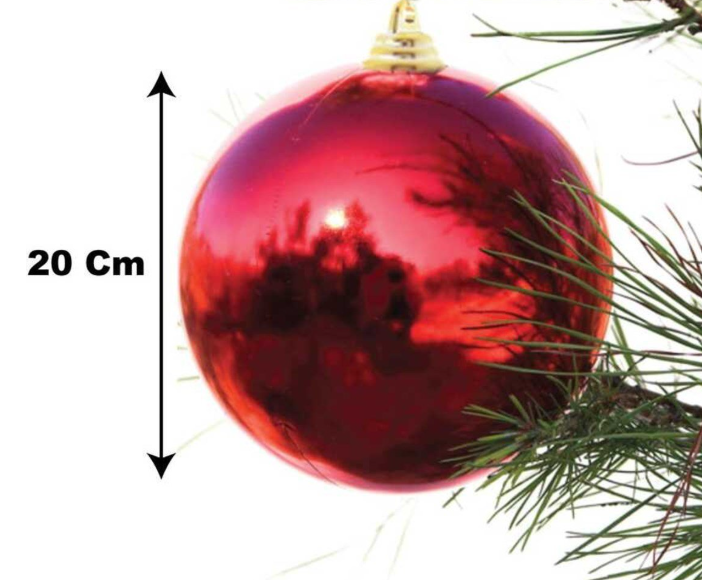 Yılbaşı Top Süs 20 Cm Parlak Kırmızı