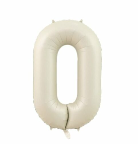 0 Numara 34 İnç 76 CM Krem Renk Folyo Rakam Balon