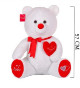 Peluş Tıkıl Ayı 57 Cm Beyaz 1045