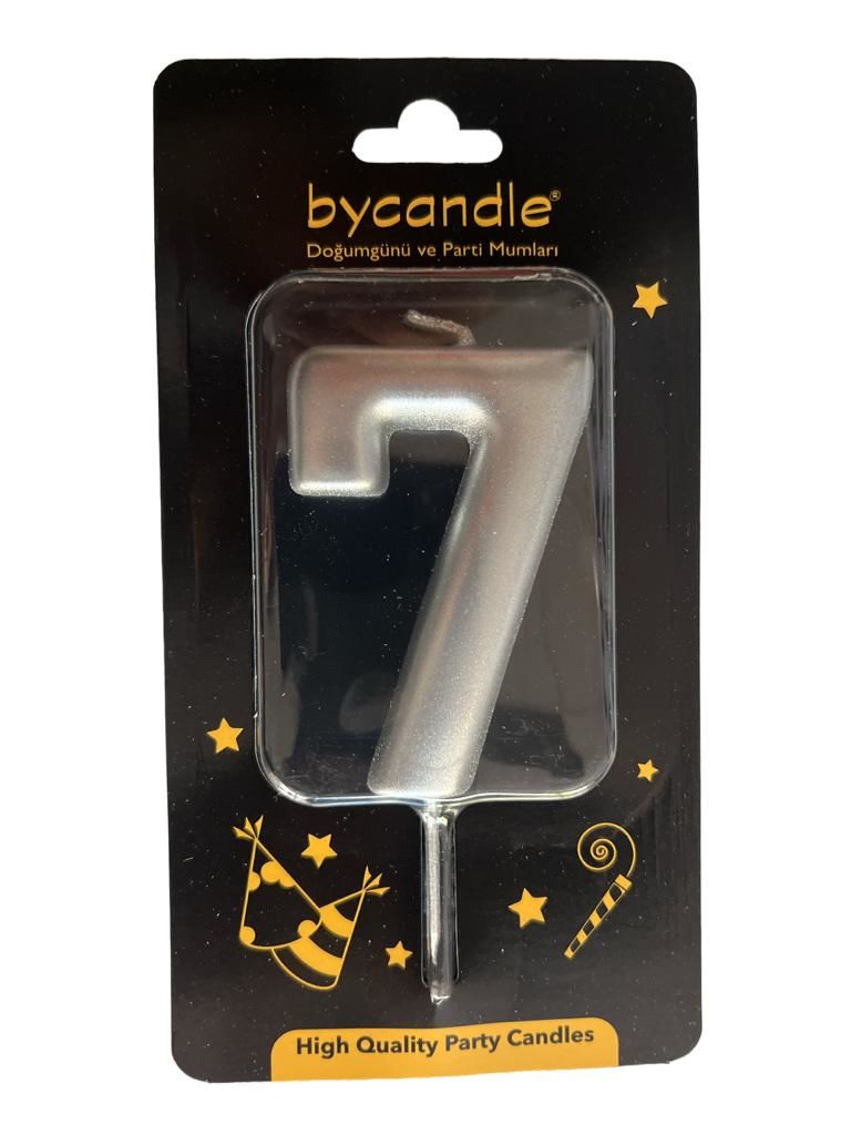 7 Rakam mum gümüş Büyük
