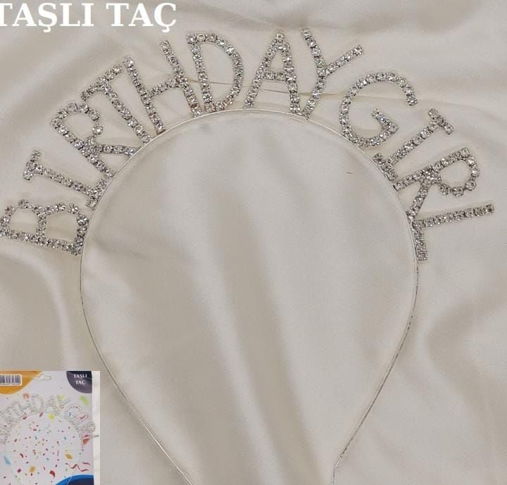 New Taşlı Birthday Girl Taç Gümüş